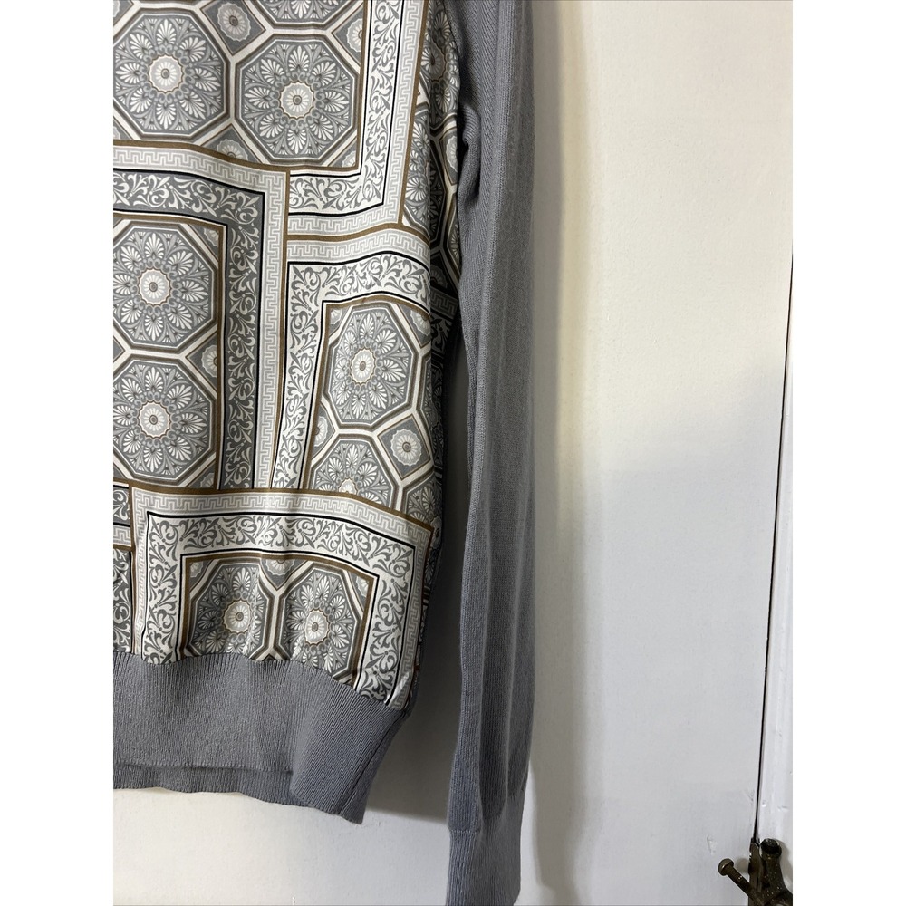 Ann Taylor Sweater Shirt Small‎ Womens Gray Geometric Flowered - Picture 4 of 10